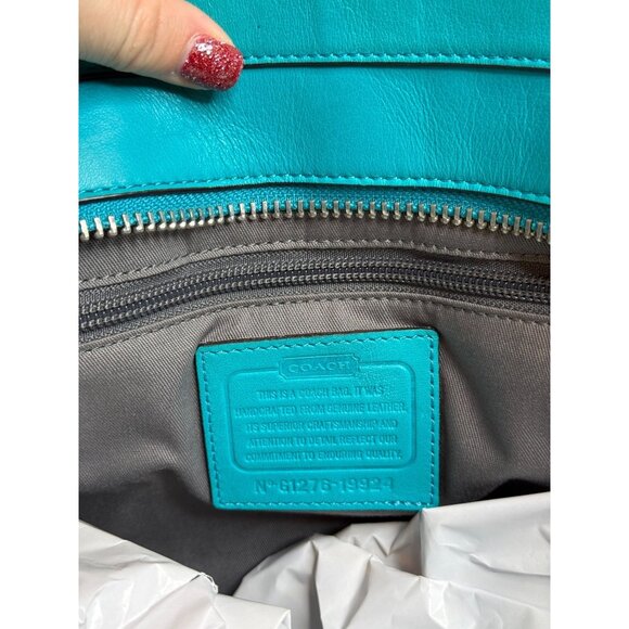 COACH Legacy Leather Tanner Tote 19924, Turquoise Blue XL - Picture 9 of 13